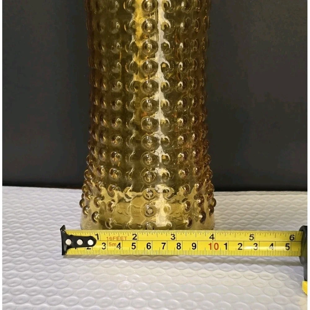 Vintage MCM Amber Hobnail Vase DPS Amber Glass Flared